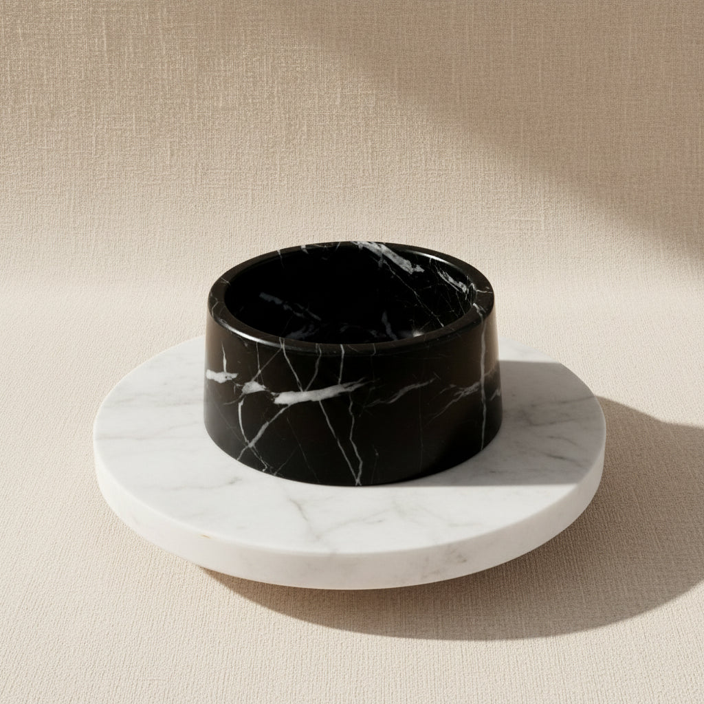 Marmor Hundenapf Nero Marquina schwarz – Studio Neva